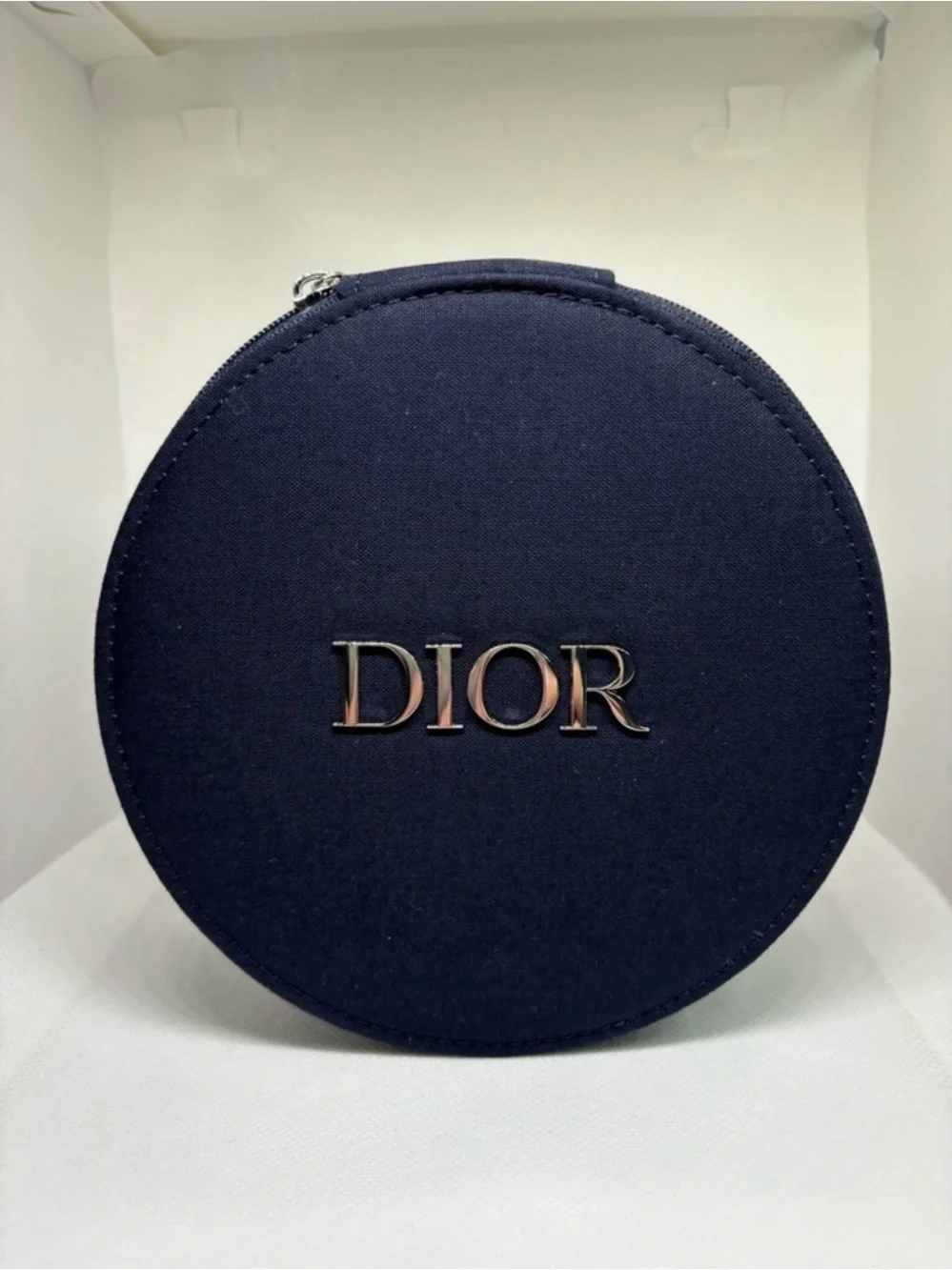 Christian Dior Black Round Zipper Cosmetic Storage NIP
